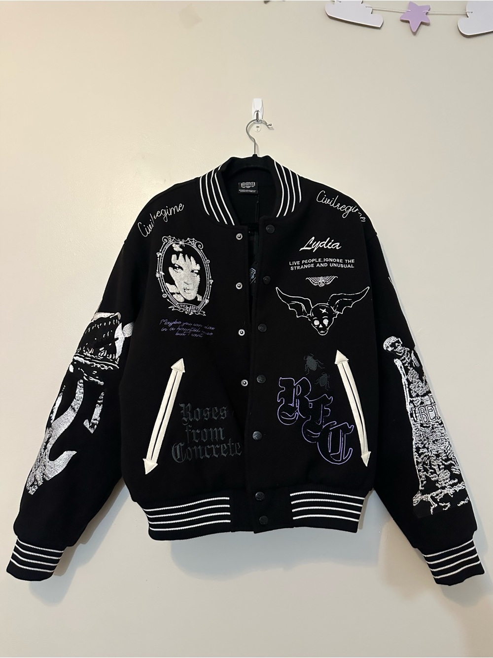 Civil Regime x Beetlejuice “Lydia” Letterman Jacket Size M